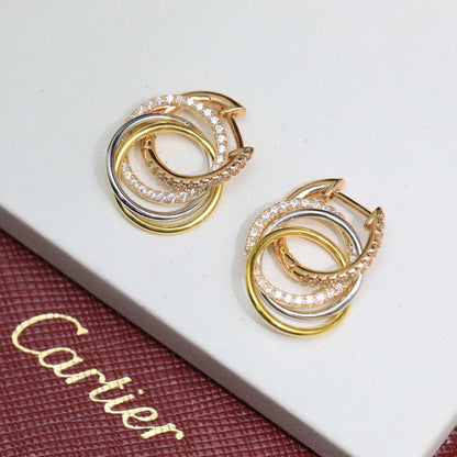 [Amore Jewelry]TRINITY HALF DIAMOND  EARRINGS
