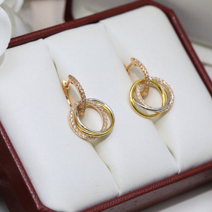 [Amore Jewelry]TRINITY HALF DIAMOND  EARRINGS