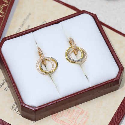 [Amore Jewelry]TRINITY HALF DIAMOND  EARRINGS