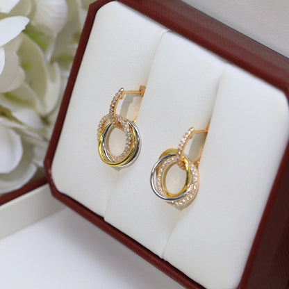 [Amore Jewelry]TRINITY HALF DIAMOND  EARRINGS