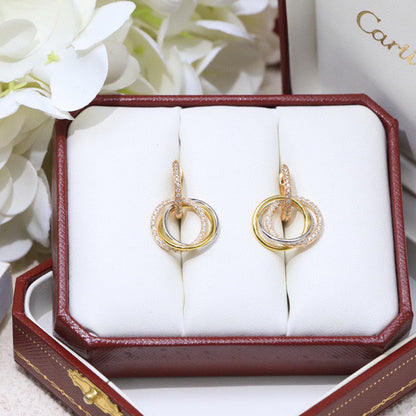 [Amore Jewelry]TRINITY HALF DIAMOND  EARRINGS