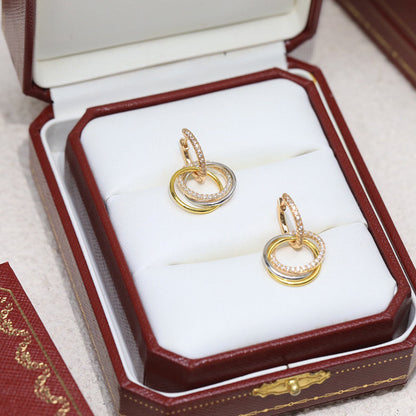 [Amore Jewelry]TRINITY HALF DIAMOND  EARRINGS