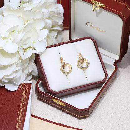 [Amore Jewelry]TRINITY HALF DIAMOND  EARRINGS