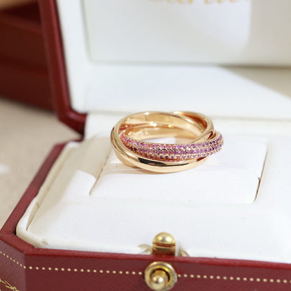 [Amore Jewelry]TRINITY 3.2MM RING PINK DIAMOND