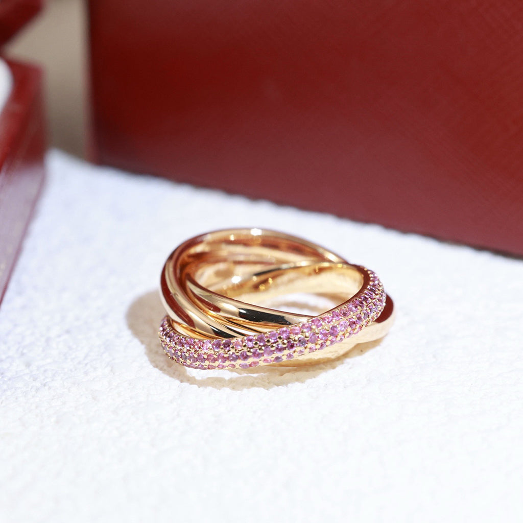 [Amore Jewelry]TRINITY 3.2MM RING PINK DIAMOND