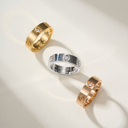 [Amore Jewelry]LOVE 4MM 1 DIAMOND RING