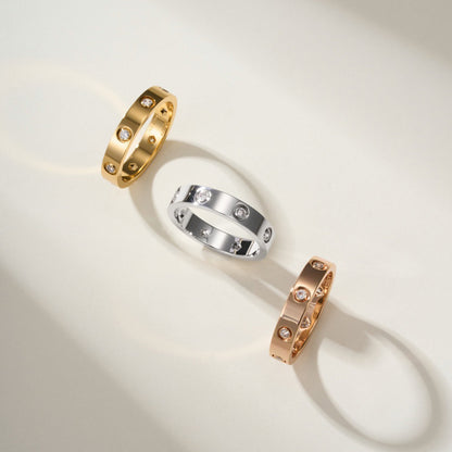 [Amore Jewelry]LOVE 4MM 8 DIAMOND RING