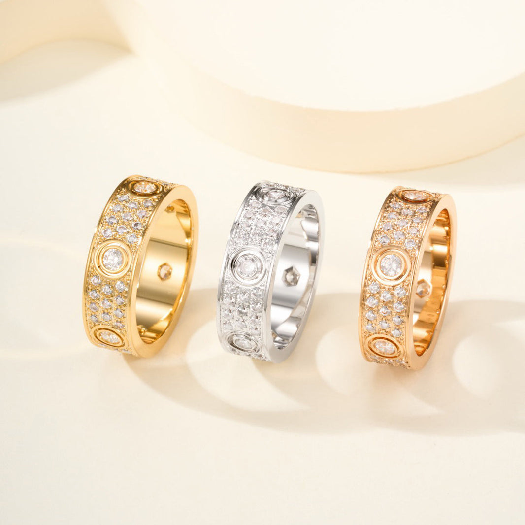 [Amore Jewelry]LOVE 5.5MM FULL-PAVE 6-DIAMOND RING