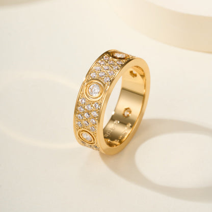 [Amore Jewelry]LOVE 5.5MM FULL-PAVE 6-DIAMOND RING