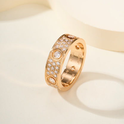 [Amore Jewelry]LOVE 5.5MM FULL-PAVE 6-DIAMOND RING