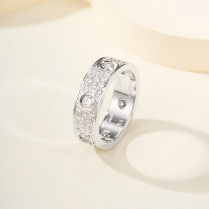 [Amore Jewelry]LOVE 5.5MM FULL-PAVE 6-DIAMOND RING
