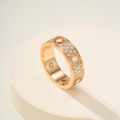 [Amore Jewelry]LOVE 5.5MM FULL-PAVE 6-DIAMOND RING