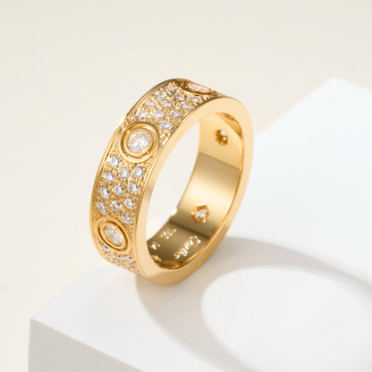 [Amore Jewelry]LOVE 5.5MM FULL-PAVE 6-DIAMOND RING
