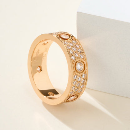 [Amore Jewelry]LOVE 5.5MM FULL-PAVE 6-DIAMOND RING