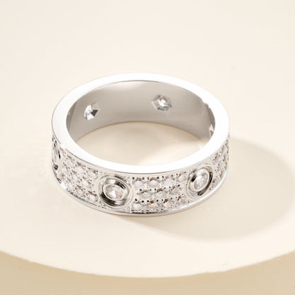 [Amore Jewelry]LOVE 5.5MM FULL-PAVE 6-DIAMOND RING