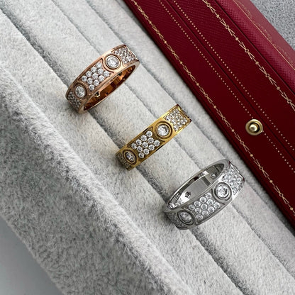 [Amore Jewelry]LOVE 5.5MM FULL-PAVE 6-DIAMOND RING
