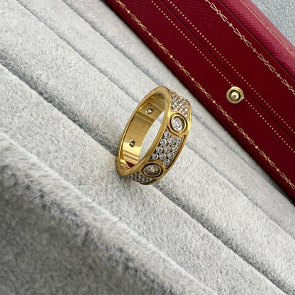 [Amore Jewelry]LOVE 5.5MM FULL-PAVE 6-DIAMOND RING