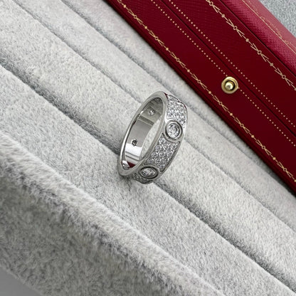 [Amore Jewelry]LOVE 5.5MM FULL-PAVE 6-DIAMOND RING