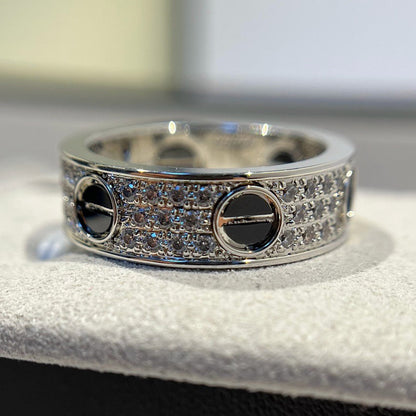 [Amore Jewelry]LOVE RING 5.5MM DIAMONDS PAVED CERAMIC