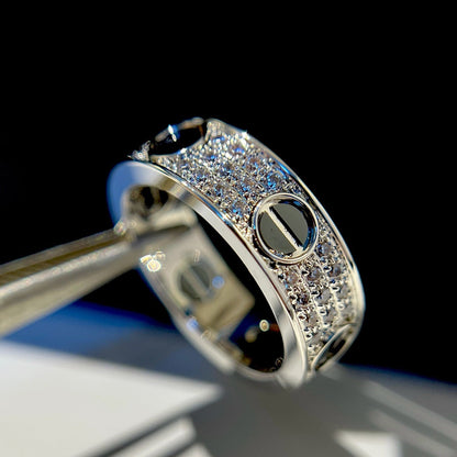 [Amore Jewelry]LOVE RING 5.5MM DIAMONDS PAVED CERAMIC