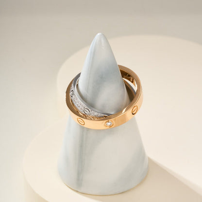 [Amore Jewelry]LOVE PINK GOLD SILVER DIAMOND DOUBLE RING