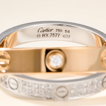 [Amore Jewelry]LOVE PINK GOLD SILVER DIAMOND DOUBLE RING