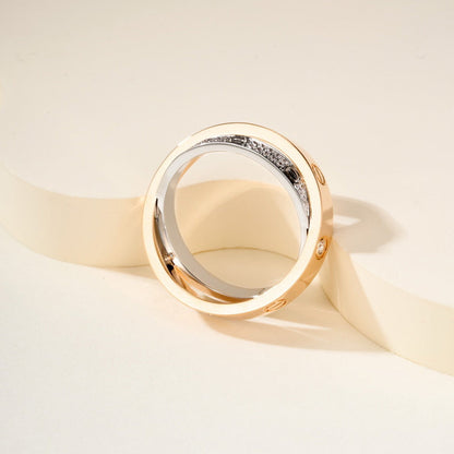 [Amore Jewelry]LOVE PINK GOLD SILVER DIAMOND DOUBLE RING