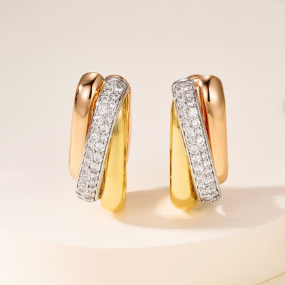 [Amore Jewelry]TRINITY HALF DIAMOND  CUSHION EARRINGS