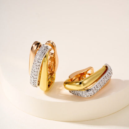 [Amore Jewelry]TRINITY HALF DIAMOND  CUSHION EARRINGS