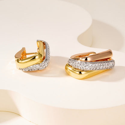 [Amore Jewelry]TRINITY HALF DIAMOND  CUSHION EARRINGS