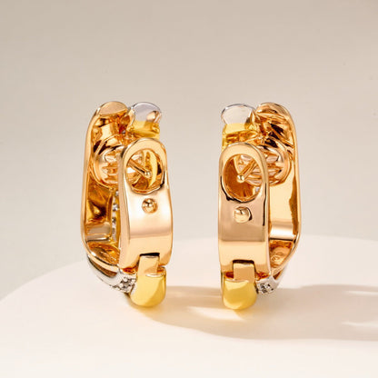 [Amore Jewelry]TRINITY HALF DIAMOND  CUSHION EARRINGS
