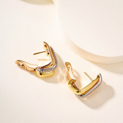 [Amore Jewelry]TRINITY HALF DIAMOND  CUSHION EARRINGS
