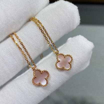 [Amore Jewelry]CLOVER 9.5MM PINK MOTHER OF PEARL SINGLE FLOWER NECKLACE