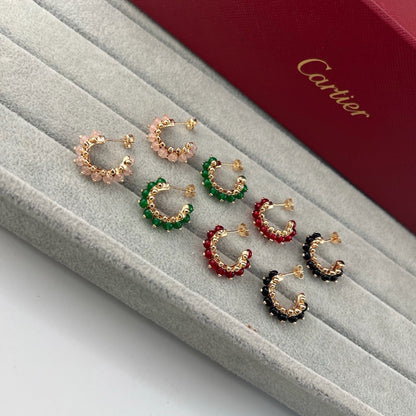 [Amore Jewelry]CLASH 7.9MM AGATE CHALCEDONY EARRINGS