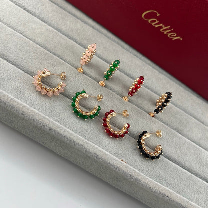 [Amore Jewelry]CLASH 7.9MM AGATE CHALCEDONY EARRINGS