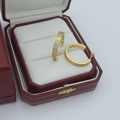 [Amore Jewelry]LOVE EARRINGS 3.6MM DIAMOND PAVED