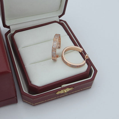 [Amore Jewelry]LOVE EARRINGS 3.6MM DIAMOND PAVED