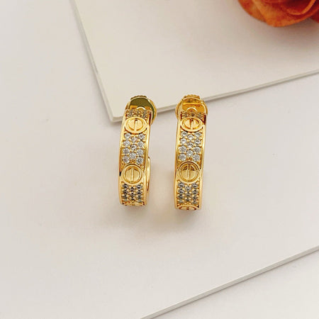 [Amore Jewelry]LOVE 5.5MM DIAMOND PAVED EARRINGS