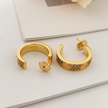 [Amore Jewelry]LOVE 5.5MM DIAMOND PAVED EARRINGS