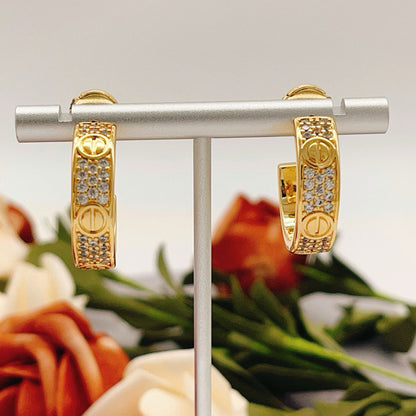 [Amore Jewelry]LOVE 5.5MM DIAMOND PAVED EARRINGS