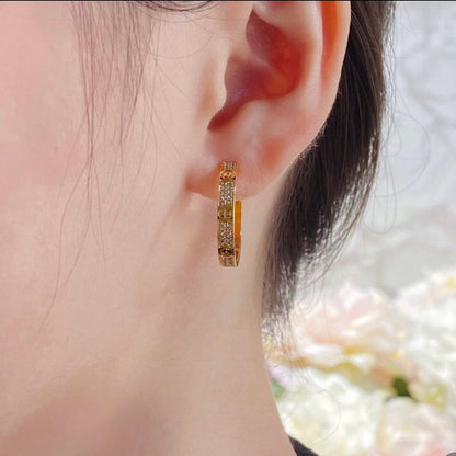 [Amore Jewelry]LOVE EARRINGS 3.6MM DIAMOND PAVED