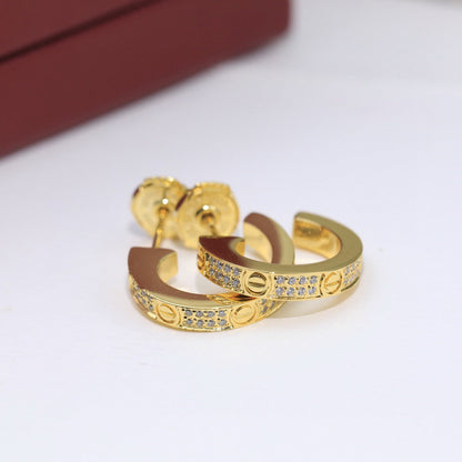 [Amore Jewelry]LOVE 5.5MM DIAMOND PAVED EARRINGS