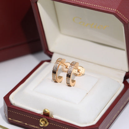 [Amore Jewelry]LOVE 5.5MM DIAMOND PAVED EARRINGS