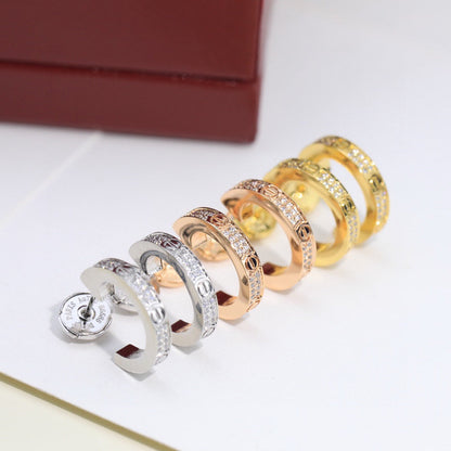 [Amore Jewelry]LOVE 5.5MM DIAMOND PAVED EARRINGS