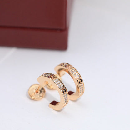 [Amore Jewelry]LOVE 5.5MM DIAMOND PAVED EARRINGS