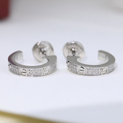[Amore Jewelry]LOVE 5.5MM DIAMOND PAVED EARRINGS