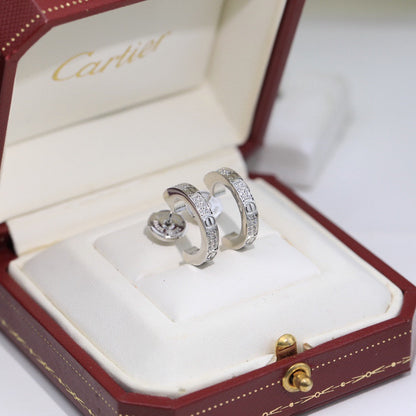 [Amore Jewelry]LOVE 5.5MM DIAMOND PAVED EARRINGS
