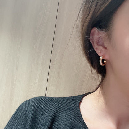 [Amore Jewelry]LOVE 5.5MM DIAMOND PAVED EARRINGS