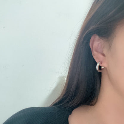 [Amore Jewelry]LOVE 5.5MM DIAMOND PAVED EARRINGS