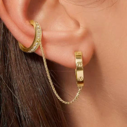 [Amore Jewelry]LOVE 3.0MM HALF DIAMOND EARRINGS